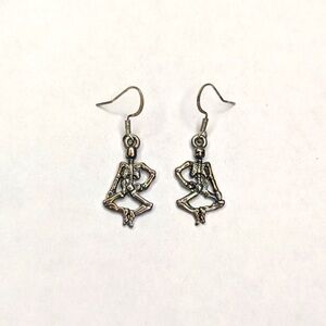 Dancing Skeleton Silver-Tone Dangle Earrings - Women Jewelry